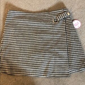 NWT Justice Black and White Checkered Skort skirt with shorts